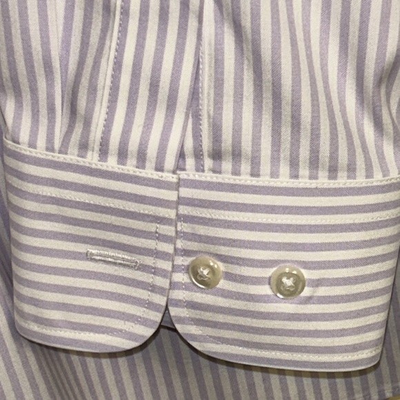 Nordstrom Striped Dress Shirt Button Down White Lavender 100% Cotton size 16.5 - Picture 3 of 12